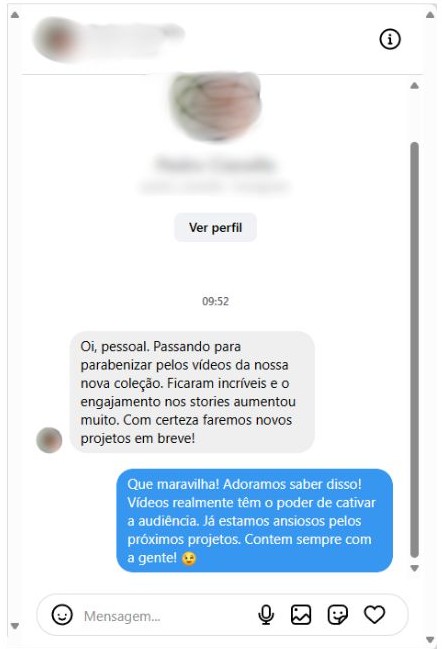 Depoimento de cliente no Instagram 1